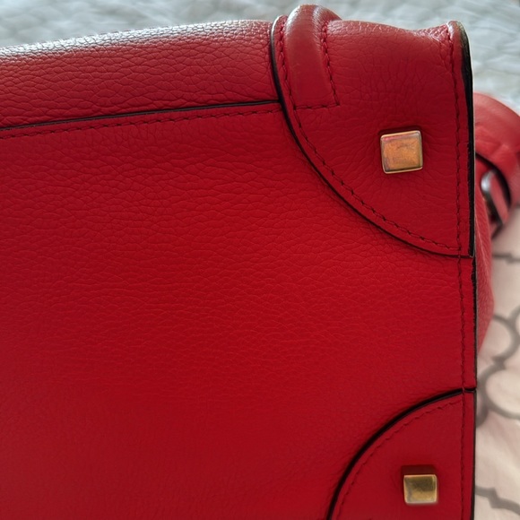 RED CELINE MICRO LUGGAGE HANDBAG IN DRUMMED CALFSKIN. - Picture 10 of 17